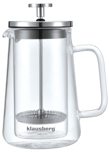 Klausberg Teezubereiter Kaffeebereiter French Press 350ml / 3 Tassen, Kaffeepresse Edelstahl filter, Doppelwandige Isolierte Kaffeekanne, Teekanne, Teebereiter, Deckel in Silber (KB-7684) von Klausberg