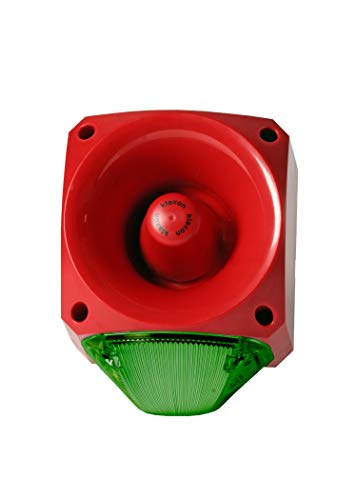 Klaxon Signals PNC-0042 Nexus 105 High Output Sounder Beacon, 5J Xenon Typ, Green Lens, bis 113 dB (A), 64 Töne, 110/230 V AC, 40 mA Sounder Current, 70 mA Leuchtstrom von Klaxon Signals
