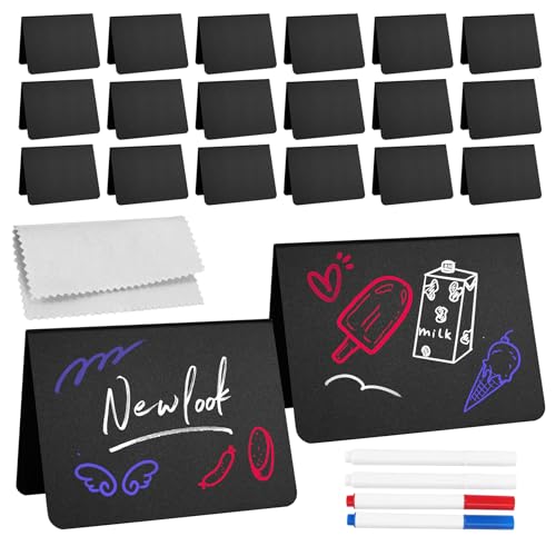 Kleagary 20 Stück PVC Buffet Mini Set Abwischbar Tischplatte Mini Namensschild Platzkarte Preisetiketten von Kleagary