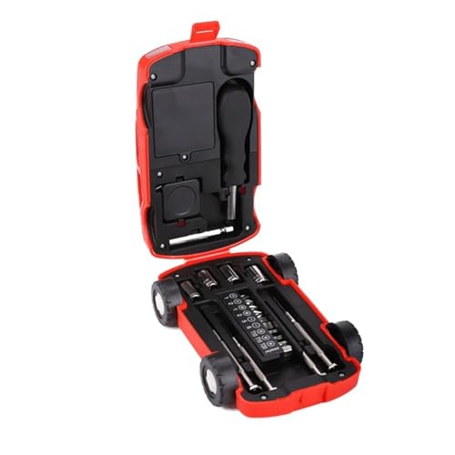 Kleagary 21 in 1 Auto geformt Mini Schraubendreher Set und Taschenlampe Tragbare Kohlenstoffstahl Schraubendreher Set Reparatur Werkzeug Rot von Kleagary