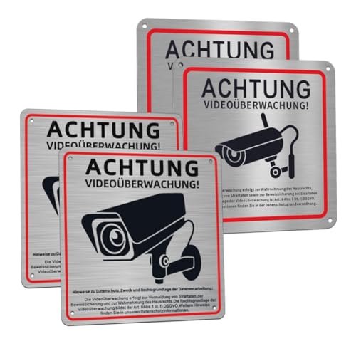 Kleagary 4 Stück Selbstklebend und 4 Bohrlöcher Vorsicht Videoüberwachung Schild Selbstklebend Warnschild Kleagary 4 Stück Selbstklebend und 4 Bohrlöcher Vorsicht Videoüberwachung Schild Selbstklebend Warnschild von Kleagary
