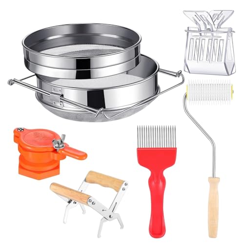 Kleagary Honigernte Bienenzucht Werkzeug Set Doppelsieb Honigsieb Rahmengriff Coverless Gabel Coverless Needle Roller Kleagary Honigernte Bienenzucht Werkzeug Set Doppelsieb Honigsieb Rahmengriff Coverless Gabel Coverless Needle Roller von Kleagary