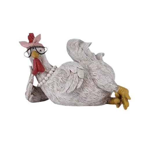 Kleagary Lustiger Hahn Henne Harz Status Desktop Home Cute Rooster Hens Figuren Ornament Garten Zubehör Geschenke A von Kleagary