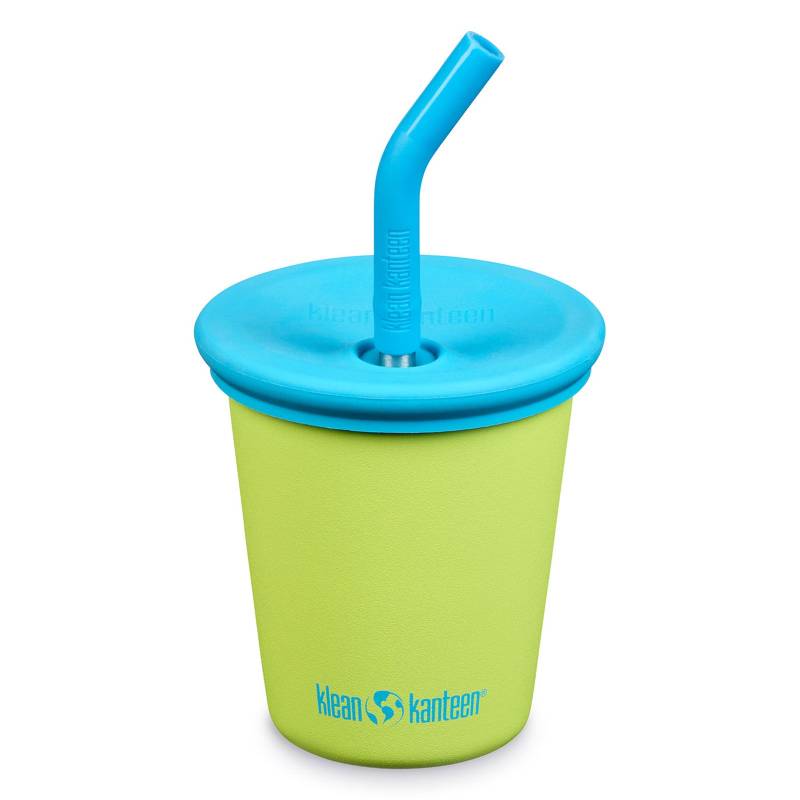 KLEAN KANTEEN Kinderbecher Kid Steel Cup Strohhalm Trink Becher Edelstahl 296 ml-Juicy Pear (matt) von Klean Kanteen
