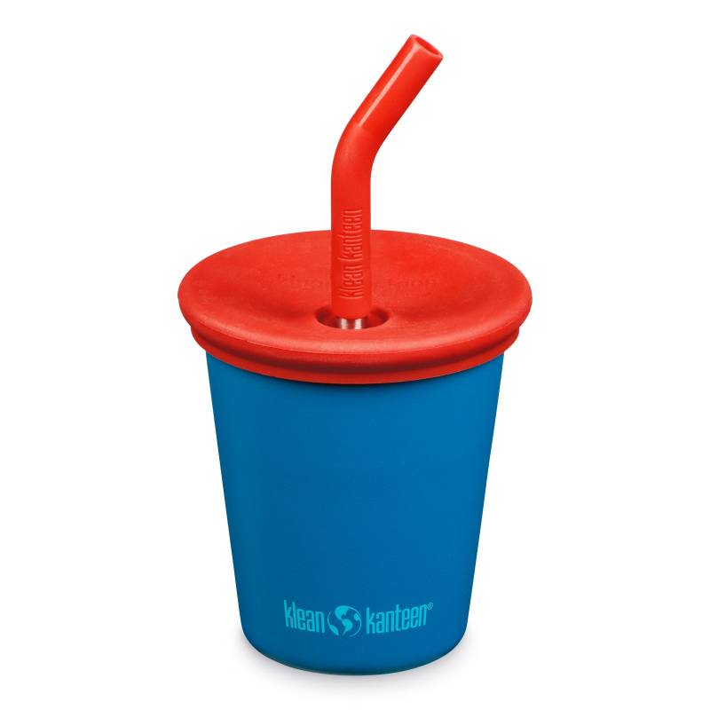 KLEAN KANTEEN Kinderbecher Kid Steel Cup Strohhalm Trink Becher Edelstahl 296 ml-Mykonos Blue von Klean Kanteen