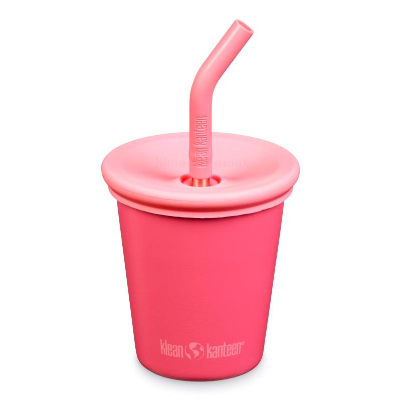 KLEAN KANTEEN Kinderbecher Kid Steel Cup Strohhalm Trink Becher Edelstahl 296 ml-Rouge Red von Klean Kanteen