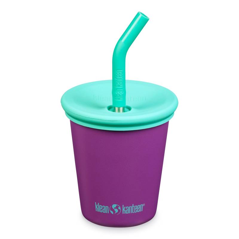 KLEAN KANTEEN Kinderbecher Kid Steel Cup Strohhalm Trink Becher Edelstahl 296 ml-Sparkling Grape von Klean Kanteen