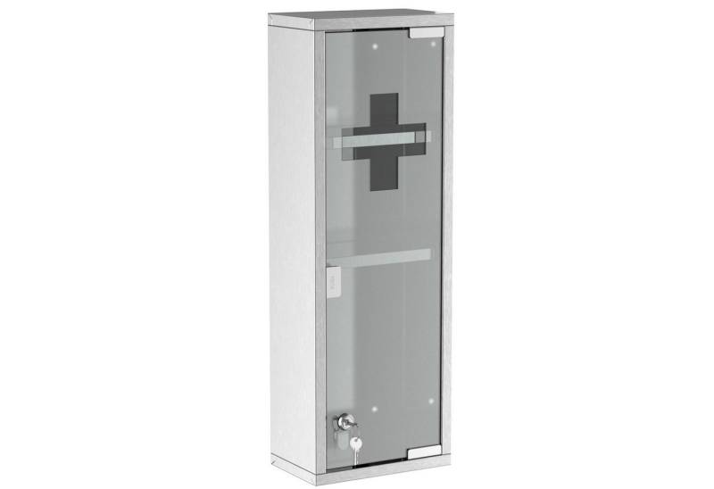 Kleankin Medizinschrank Erste-Hilfe-Schrank mit Schloss 3 Fächer (Medikamentenschrank, 1-St., Arzneischrank) Silber 20 x 12 x 58 cm von Kleankin