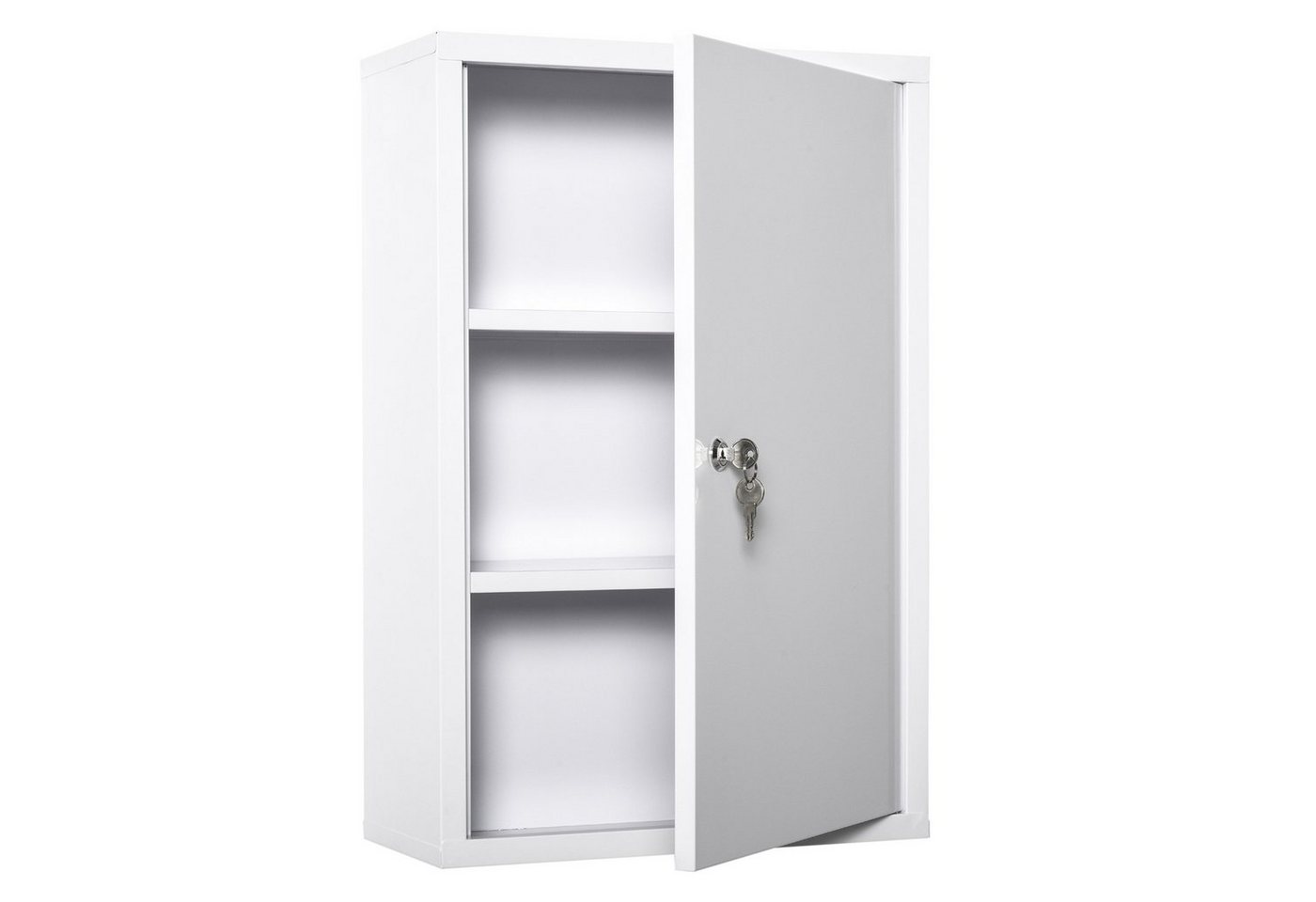 Kleankin Medizinschrank (Set, 1-St., Arzneischrank) Erste-Hilfe-Schrank mit Schloss 3 Fächer Stahl Weiß von Kleankin