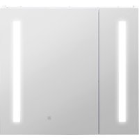Kleankin Wandmontierter Badezimmerspiegelschrank mit LED-Beleuchtung Badezimmerschrank 2 Türen mit 3 Ebenen 70 x 15 x 65 cm weiß   Aosom von Kleankin