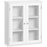 kleankin Badezimmerschrank Wandhängeschrank 2 Türen aus Holz und Glas, Wandmontage-Multifunktionsschrank mit verstellbarem Regal und Magnetschloss, 55x20x65 cm, Weiß   Aosom kleankin Badezimmerschrank Wandhängeschrank 2 Türen aus Holz und Glas, Wandmontage-Multifunktionsschrank mit verstellbarem Regal und Magnetschloss, 55x20x65 cm, Weiß   Aosom von Kleankin