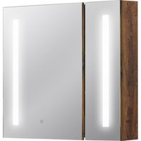 kleankin Badezimmerschrank mit LED beleuchtetem Spiegel Badezimmermöbel 2 Türen mit 3 Ebenen 70 x 15 x 65 cm Holzoptik   Aosom von Kleankin