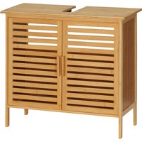 kleankin Bambus Waschbeckenunterschrank Badezimmer Unterschrank Badezimmer Unterschrank 2 Türen - 66 x 29 x 61,5 cm   Aosom von Kleankin