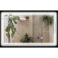 kleankin LED beleuchteter rechteckiger Badezimmer-Wandspiegel mit 3 Farben einstellbarer Helligkeit Touchschalter, horizontal oder vertikal, 100 x 60 cm   Aosom von Kleankin