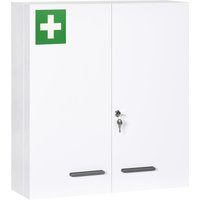 kleankin Medizinschrank  2-türiger Medikamentenschrank mit 6 Einlegeböden, Apothekerschrank für Wandmontage, Stahl, Weiß, 55x18x60cm  Aosom.de von Kleankin