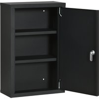 kleankin Medizinschrank an der Wand mit 2 Regalen und 2 Sicherheitsschlüsseln, Medikamententür aus Stahl, 30x14x46 cm, Schwarz   Aosom von Kleankin