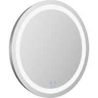 kleankin Runder LED Badezimmerspiegel Ø 60 cm Wandspiegel mit Beleuchtung Touchschalter Entfunktion Aluminium   Aosom von Kleankin