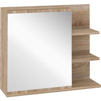 kleankin Spiegelschrank Badschrank Hängeschrank Badmöbel Wandschrank Mehrzweckschrank mit offener Fächern Spanplatte Glas Natur 60 x 18 x 50 cm   Aosom von Kleankin