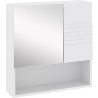 kleankin Spiegelschrank Badschrank Hängeschrank Badmöbel Wandschrank Mehrzweckschrank mit offener Regal Spanplatte Glas Weiß 54 x 15 x 55 cm   Aosom von Kleankin