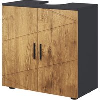 kleankin Under Sink Cabinet Bathroom Vanity Unit 2 Doors with Height-Adjustable Shelf Storage Cabinet for Basin 60 x 30 x 60 cm Anthracite Grey and Wood Effect   Aosom von Kleankin