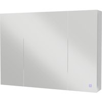 kleankin Wandmontierter LED-Badezimmerspiegelschrank 2-in-1, 3-türiges Möbel, 5 Fächer, Höhenverstellbare Regale, Abm. 90L x 15B x 65H cm Weiß   Aosom von Kleankin