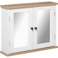 kleankin Wandspiegelschrank für Badezimmer 2 Ebenen mit 1 verstellbaren Regal und 2 Holztüren- Abm. 56B x 14T x 46H cm   Aosom von Kleankin