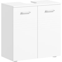 kleankin Waschbeckenunterschrank Badezimmerschrank Waschtischunterschrank mit 2 Türen Regal verstellbar U-förmiger Ausschnitt Weiß   Aosom von Kleankin