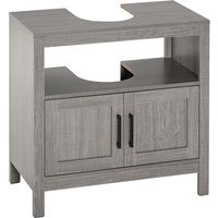 kleankin Waschbeckenunterschrank Badezimmerschrank mit Tür Unterschrank mit offenem Fach Mehrzweckschrank Kippschutz Spanplatte Grau 60 x 30 x 60 cm   Aosom von Kleankin