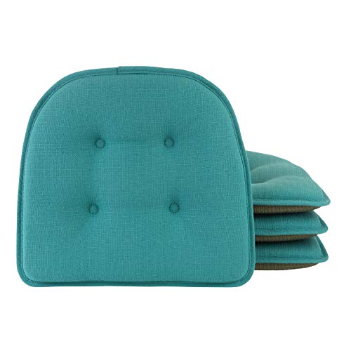 Klear Vu Omega Gripper Tufted Furniture Safe Anti-Rutsch Esszimmerstuhlkissen, 4 Stück, Blaugrün 4 Stück von Klear Vu
