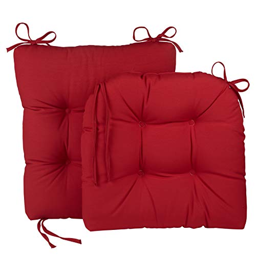Klear Vu Solarium Cushion, Indoor and Outdoor Rocking Chair Pad for Patio, Living or Nursery Room, 2 Piece Set, Seat 19"x19" and Seatback 21"x18", 01 Red von Klear Vu