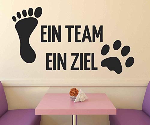 Kleb-Drauf - 1 Spruch - Ein Team ein Ziel - Aufkleber zur Dekoration von Wänden, Glas, Fliesen und allen anderen glatten Oberflächen im Innenbereich; aus 19 Farben wählbar; in matt oder glänzend; Schwarz - matt von Kleb-drauf