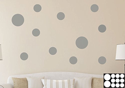 Kleb-drauf® - 11 Punkte/Grau - matt - Aufkleber zur Dekoration von Wänden, Glas, Fliesen und allen anderen glatten Oberflächen im Innenbereich; aus 19 Farben wählbar; in matt oder glänzend von Kleb-drauf