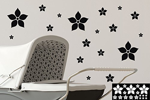 Kleb-drauf® - 18 Blumen/Silber - matt - Aufkleber zur Dekoration von Wänden, Glas, Fliesen und allen anderen glatten Oberflächen im Innenbereich; aus 19 Farben wählbar; in matt oder glänzend von kleb-drauf.de