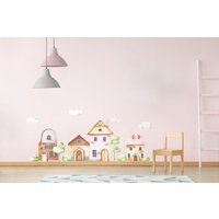 Wandtattoo Rosa Häuser Für Kinderzimmer Babyzimmer von KlebPlanetDE