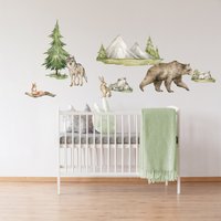 Wandtattoo Waldtiere Bär Wolf Kinderzimmer Babyzimmer von KlebPlanetDE