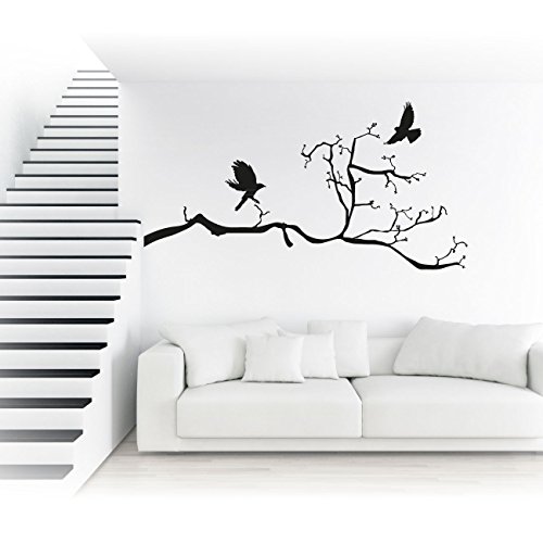 AST mit Raben Wandtattoo Tolle Sticker als Wand Aufkleber Baumzweig Tiere Vögel Moiv Wall Art |KA200 von Klebe-X