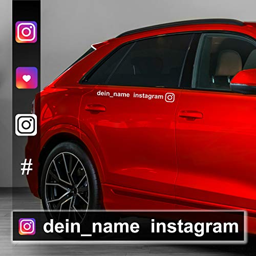 Instagram Aufkleber Name | personalisiert | Druck & Plot mit Hashtag Logo - Tuning Auto - Werbung - Social Media - Wunschtext von Klebe-X