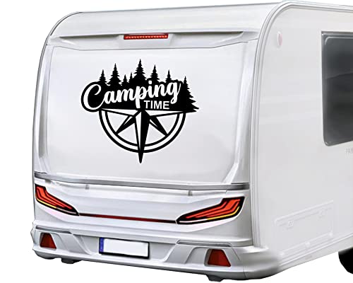 KLEBEKÖNIG Wohnmobil Aufkleber Wohnwagen Camping Time Sticker Autoaufkleber Auto Kompass Windrose von Klebe könig