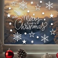 Fensterbild Merry Christmas Weihnachten Aufkleber Weihnachtsdeko Fensterdeko Weihnachtssticker Winterdeko Sterne Schneeflocken von KlebeKoenig