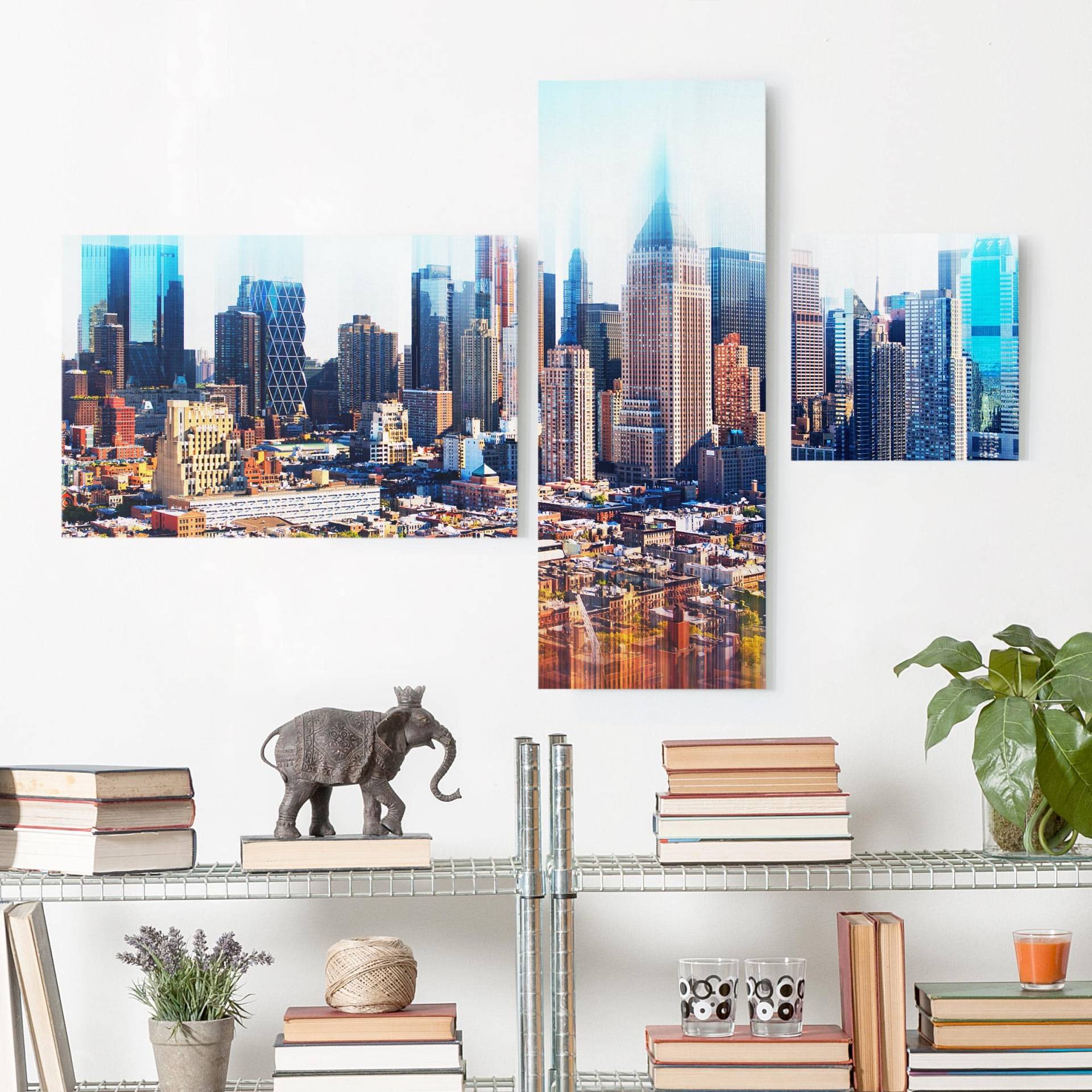 3-teiliges Leinwandbild Manhattan Skyline Urban Stretch von Klebefieber