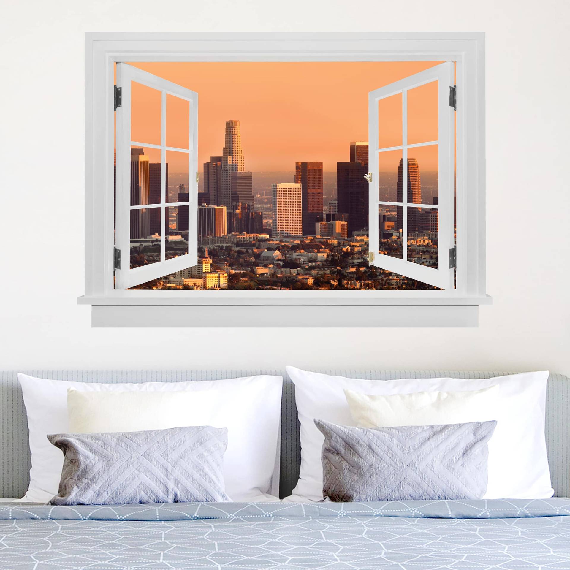 3D Wandtattoo Offenes Fenster Skyline of Los Angeles von Klebefieber