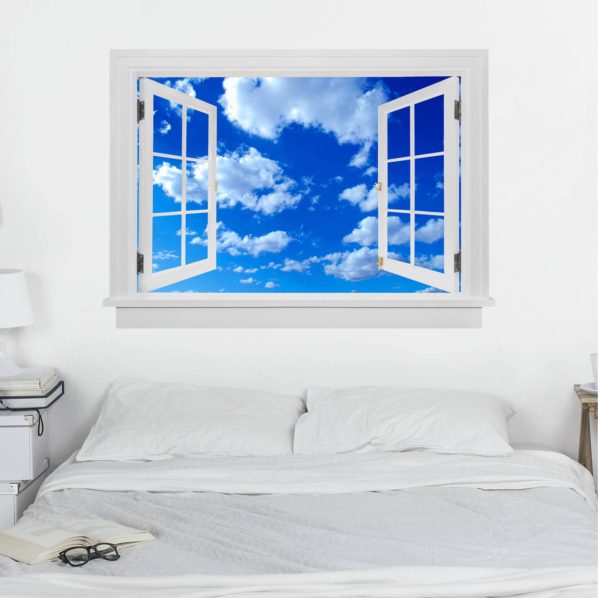 3D Wandtattoo Offenes Fenster Wolkenhimmel von Klebefieber