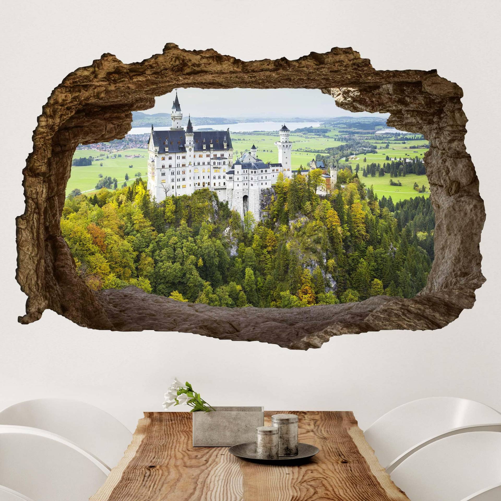 3D Wandtattoo Schloss Neuschwanstein Panorama von Klebefieber