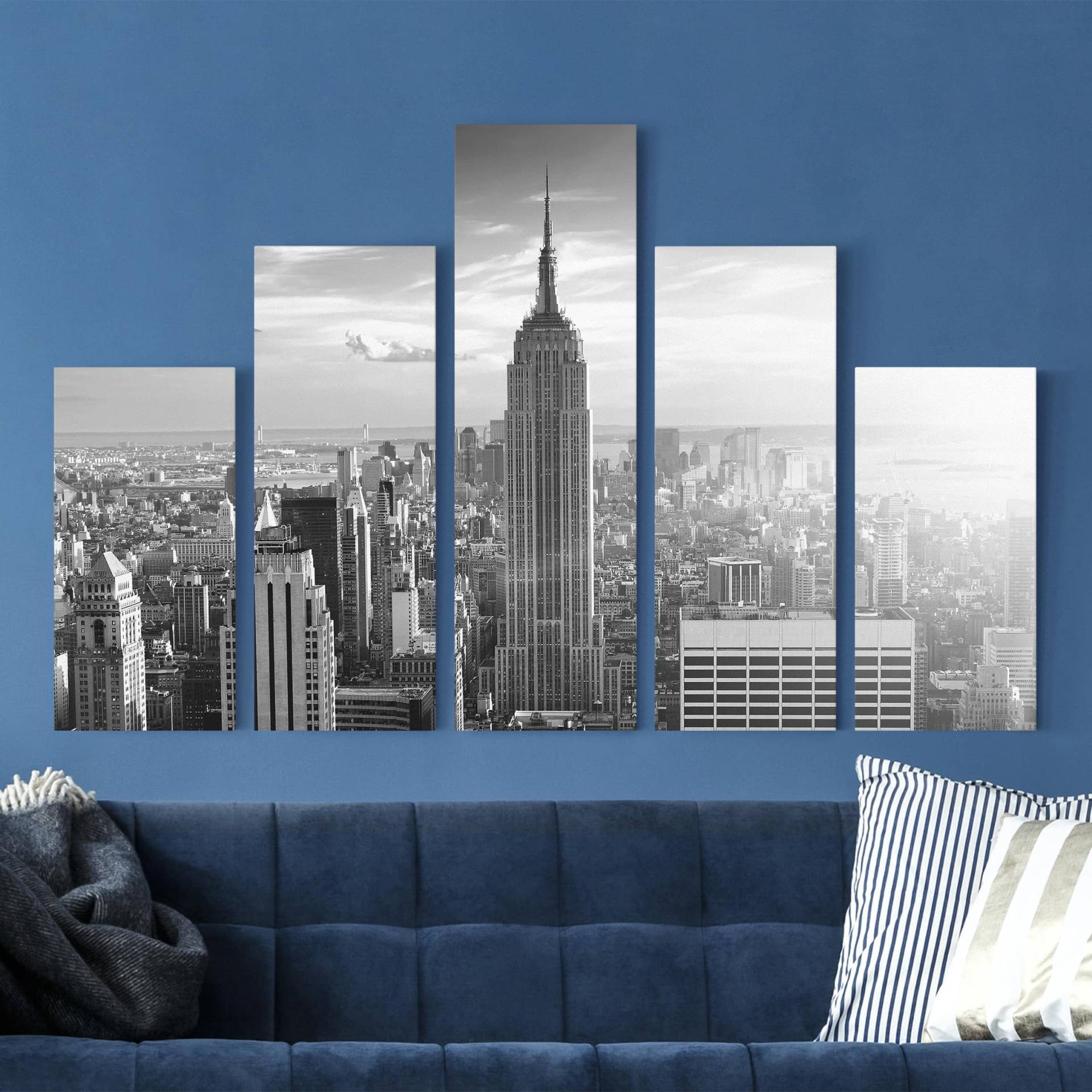 5-teiliges Leinwandbild Manhattan Skyline von Klebefieber