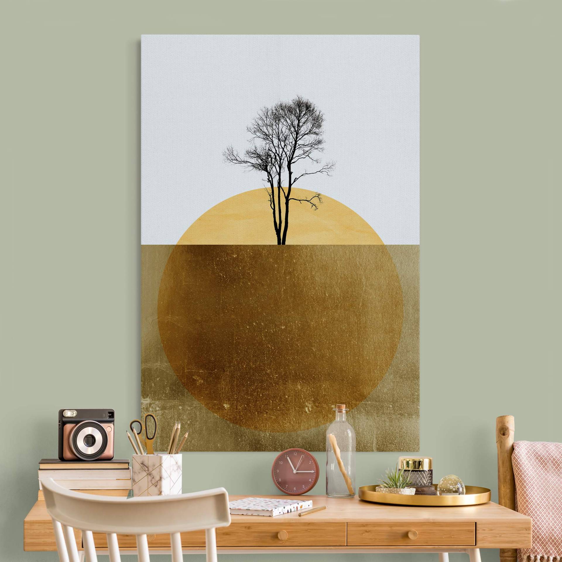 Akustikbild Goldene Sonne mit Baum von Klebefieber