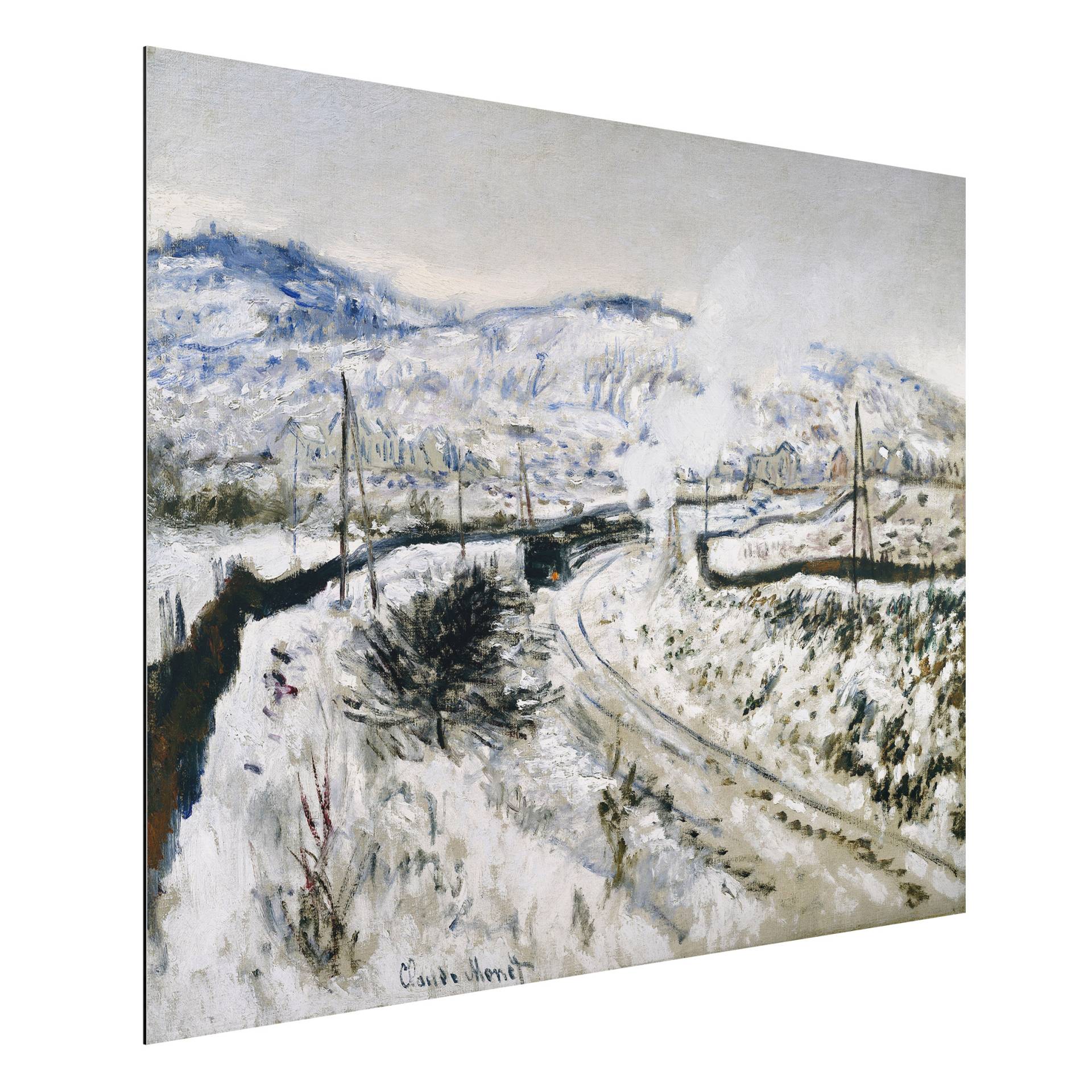 Alu-Dibond Kunstdruck Claude Monet - Zug im Schnee von Klebefieber