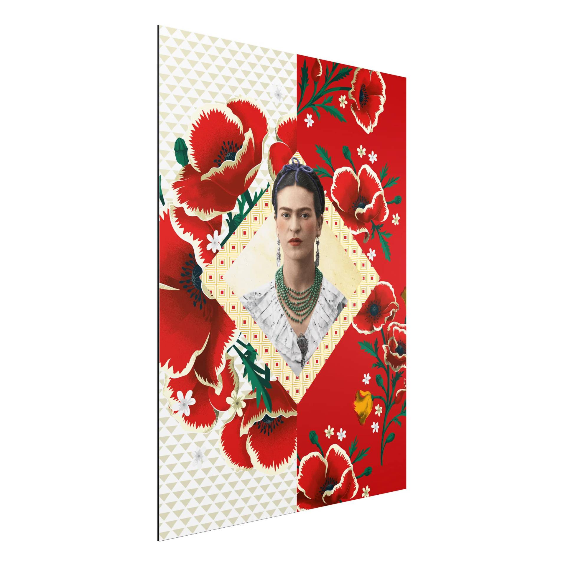 Alu-Dibond Kunstdruck Frida Kahlo - Mohnblüten von Klebefieber