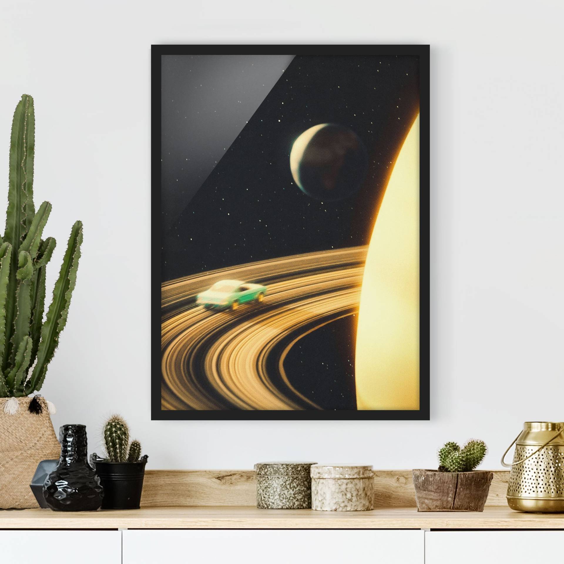 Bild mit Rahmen Retro Collage - Saturn Highway von Klebefieber