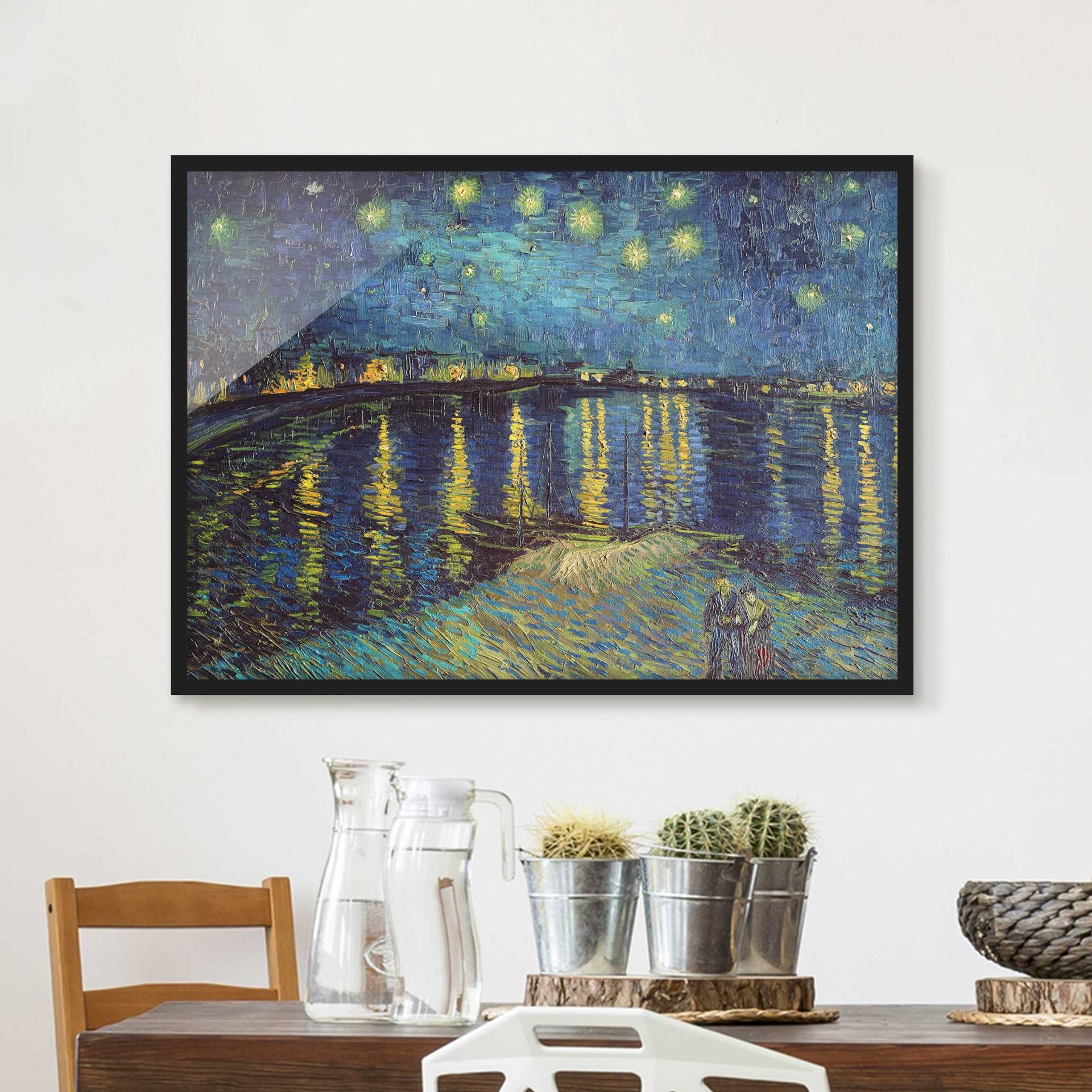 Bild mit Rahmen Vincent van Gogh - Sternennacht über der Rhône von Klebefieber