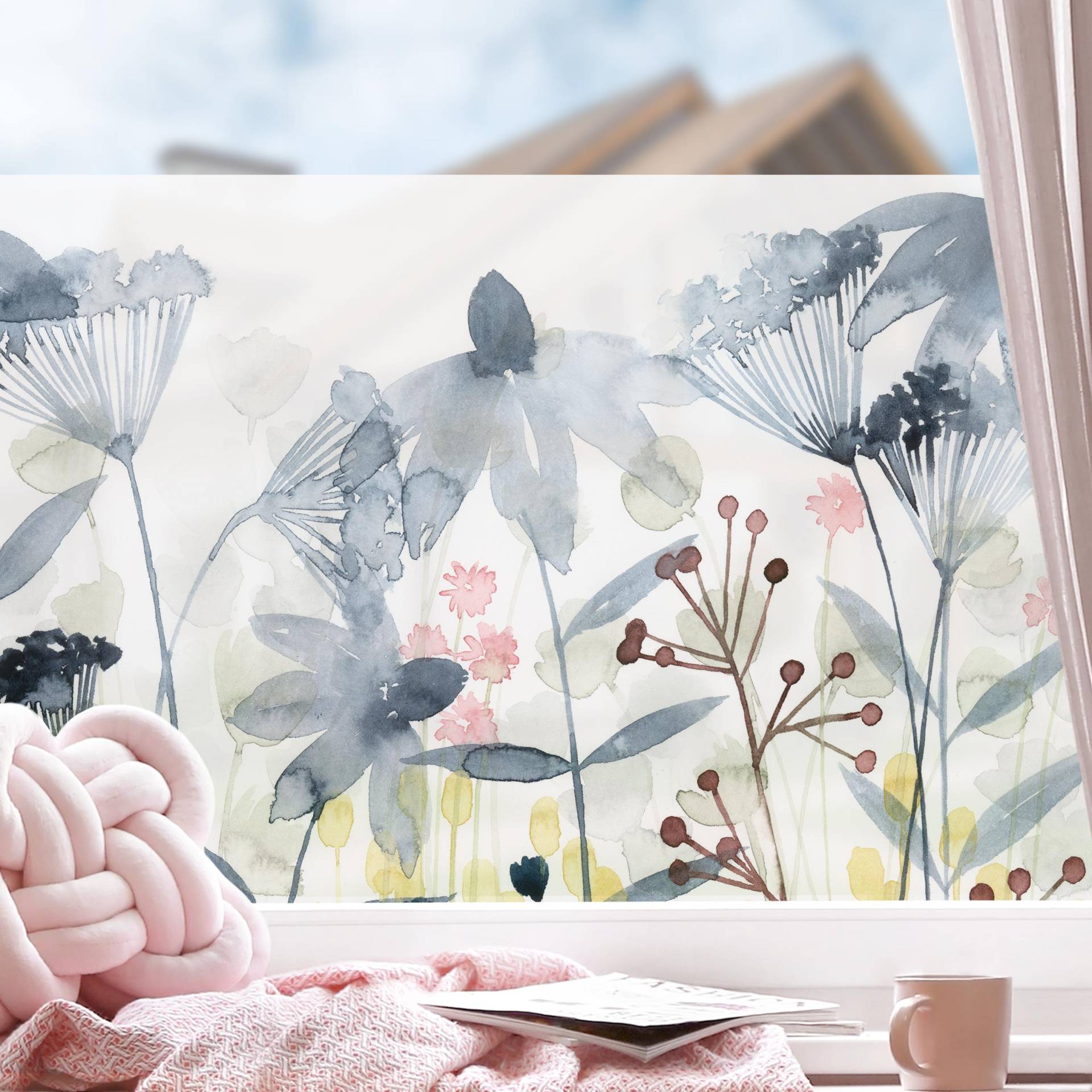 Fensterfolie Wildblumen Aquarell II von Klebefieber